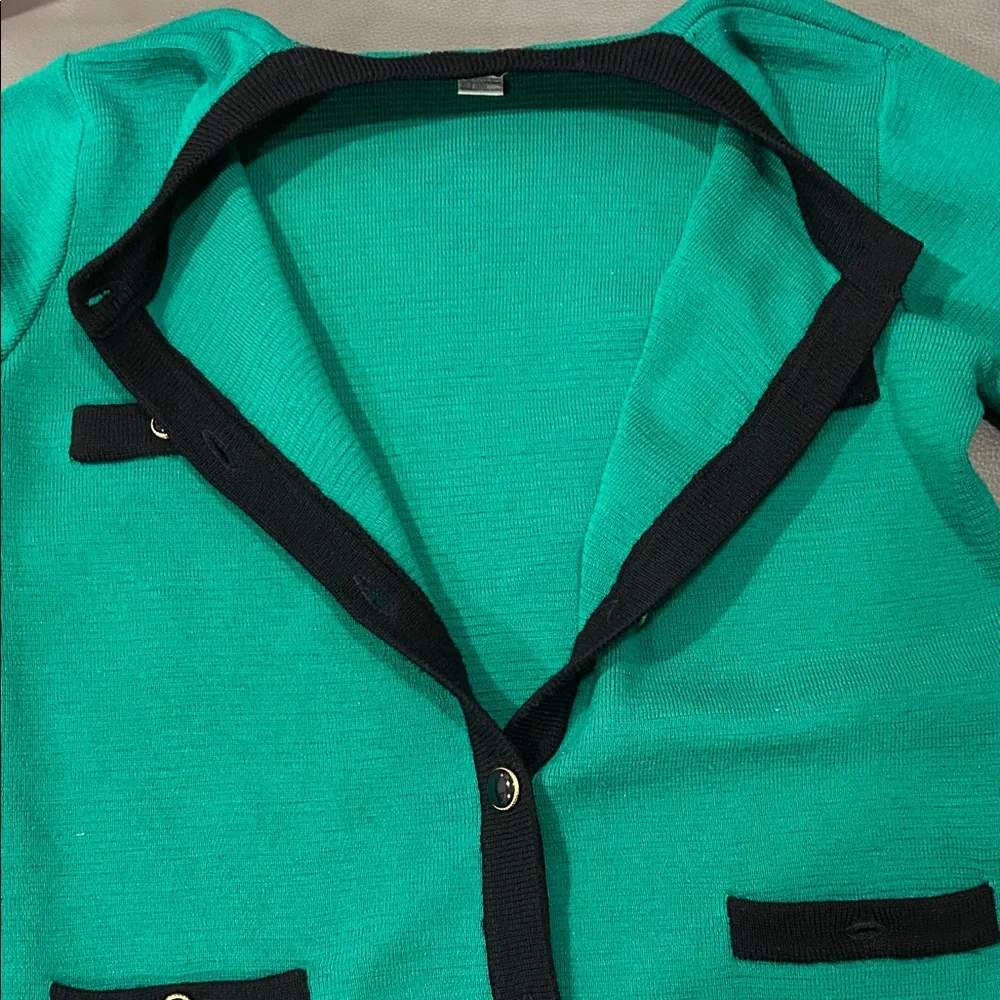 JH collectibles wool women Green and Black Cardigan Sweater, size S. - Picture 5 of 6